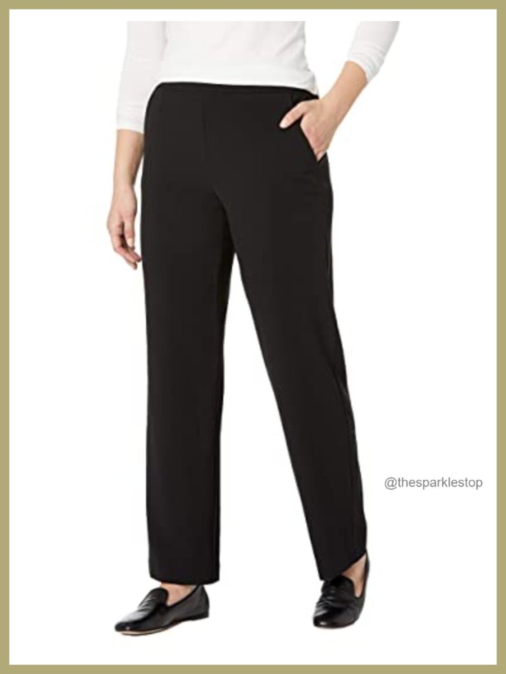 Pull On Dress Pants Straight Leg Tummy Control Work Slacks Pockets